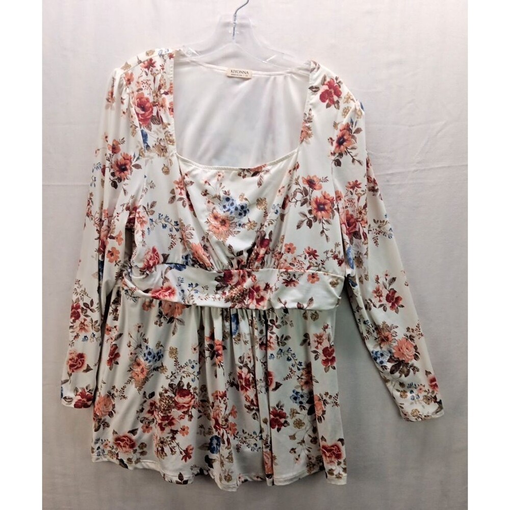 Kiyonna “Tonic Dress” – Size 2X – Cream – Floral Trim